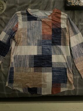 Unknown patchwork long sleeve blouse